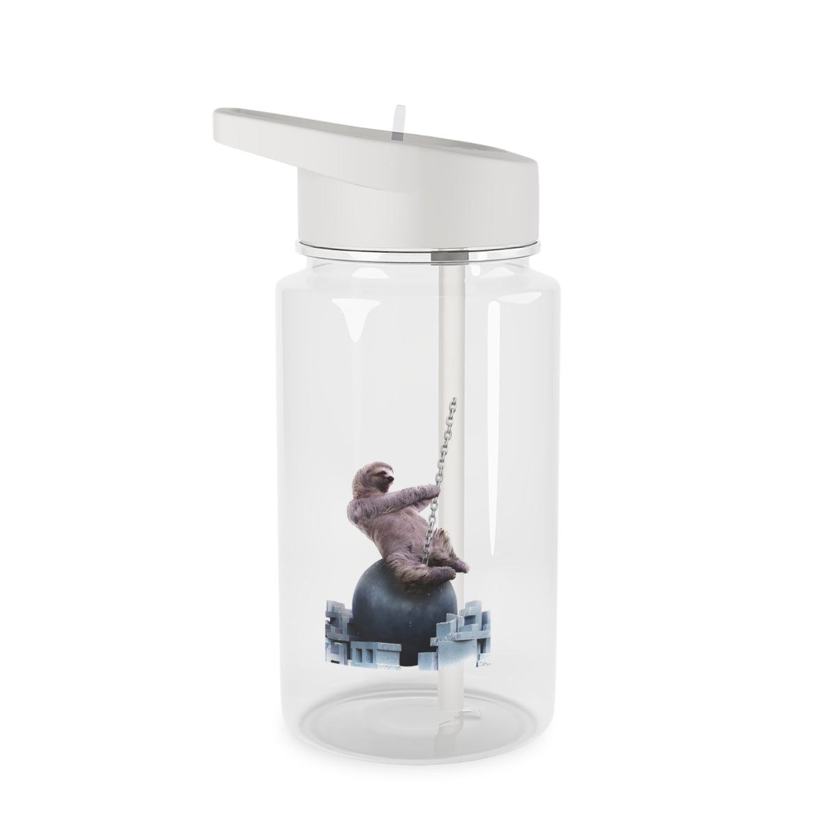 Wrecking Ball Sloth Clear Water Bottle