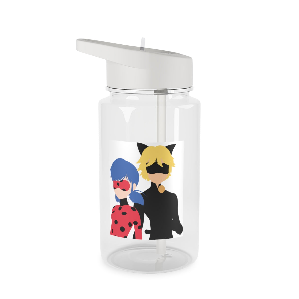 Red And Blue Clear Water Bottle