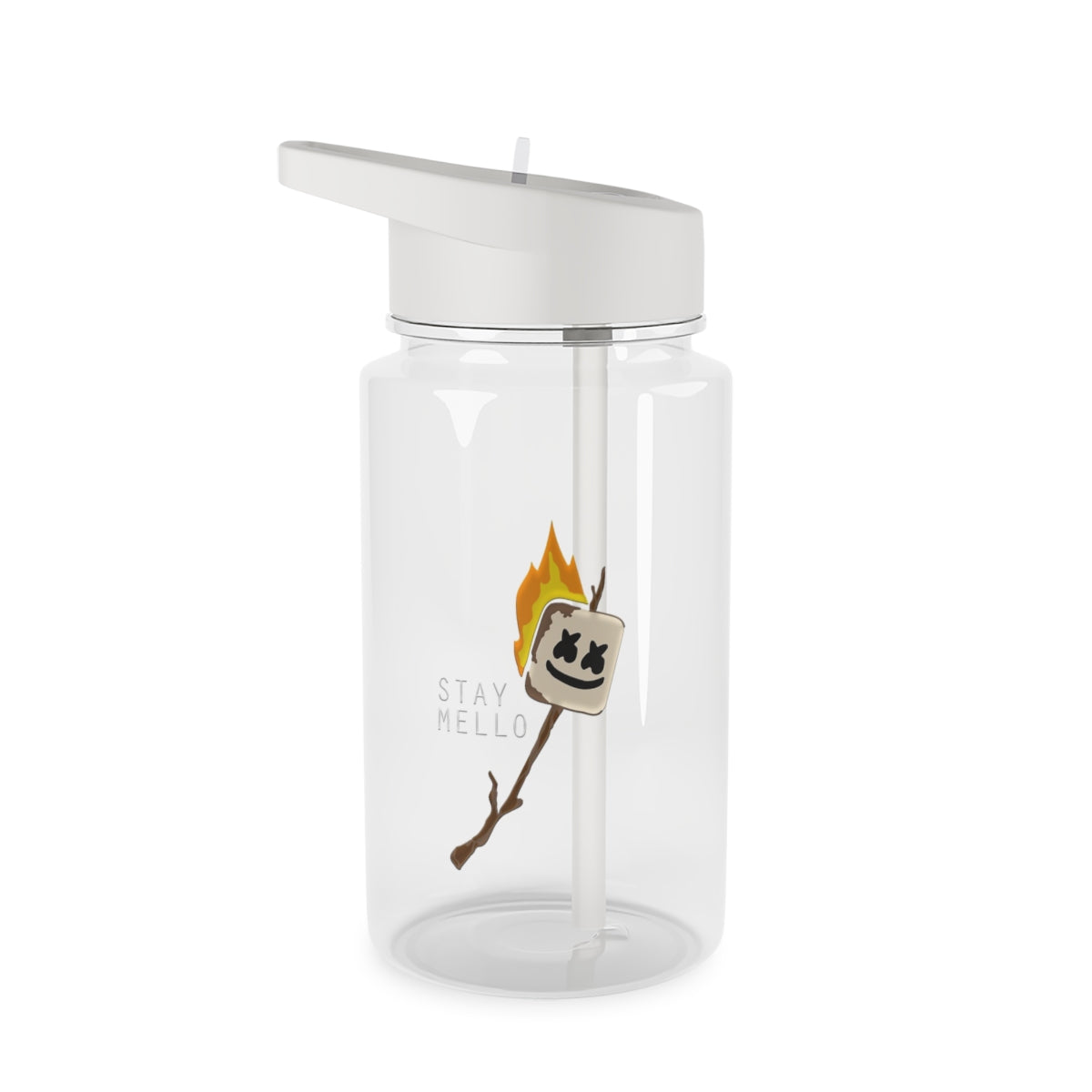 Stay Mello White Helmet DJw - White Helmet DJ Clear Water Bottle