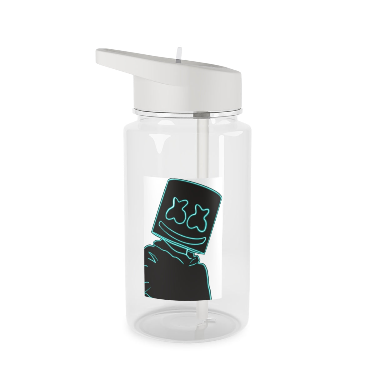Black White Helmet DJ Neon Clear Water Bottle