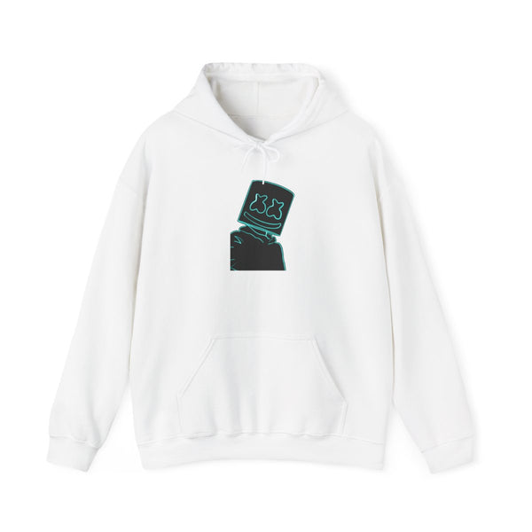 Black White Helmet DJ Neon Hoodie White Front