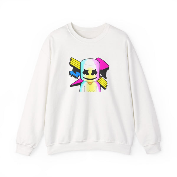 Neon Logo White Helmet DJ Sweatshirt White Front