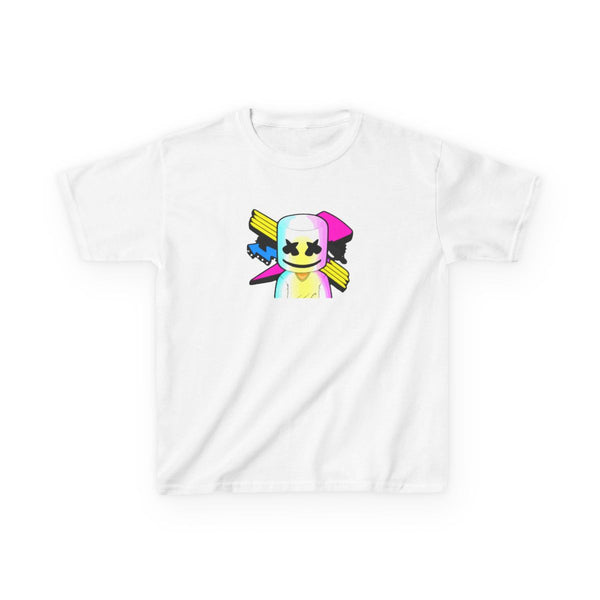 Neon Logo White Helmet DJ Kids T-Shirt White Front