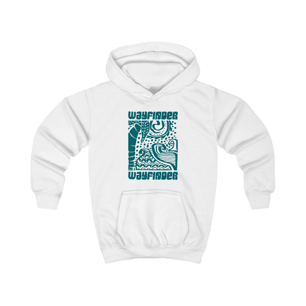 Wayfinder Print Kids Hoodie White Front