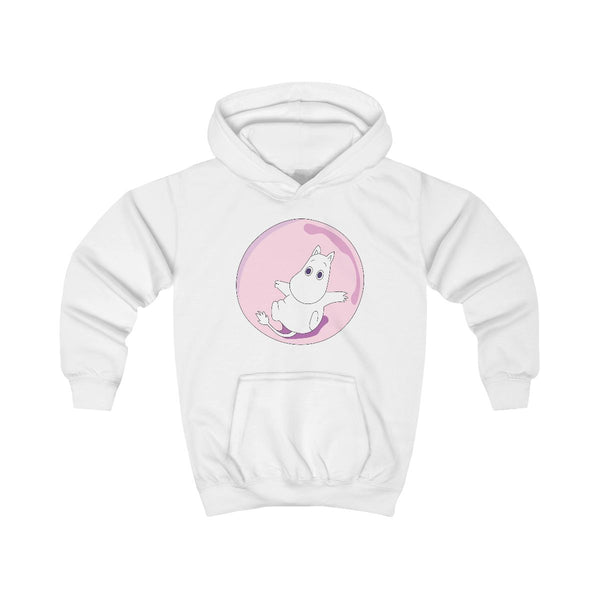 Moomin In A Pink Bubble  Kids Hoodie White Front