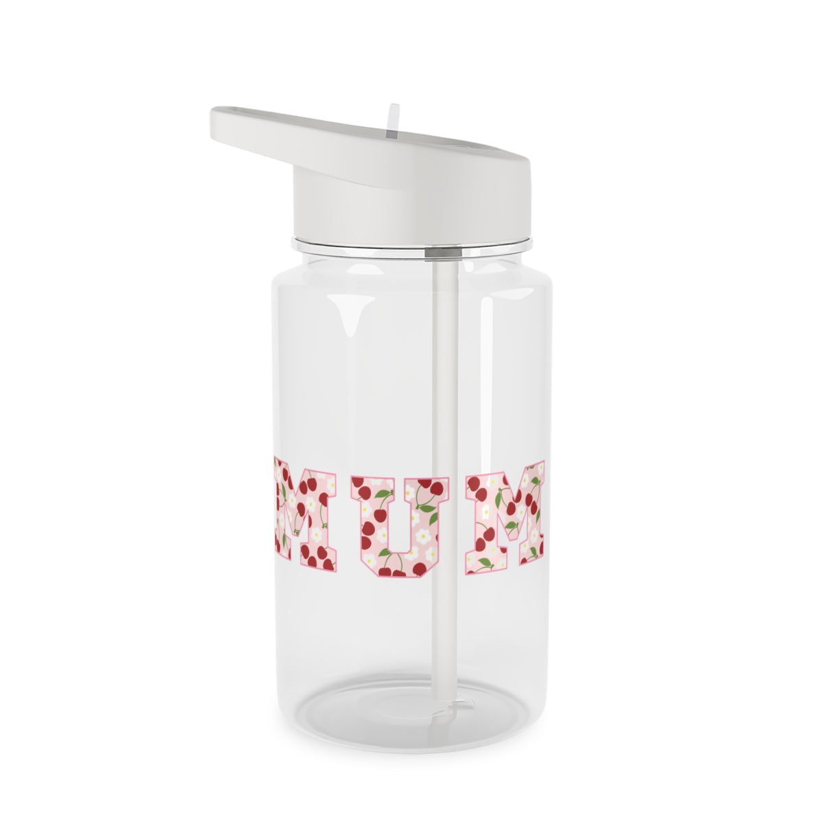 Floral Varsity Mum Clear Water Bottle