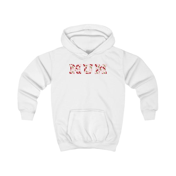 Floral Varsity Mum Kids Hoodie White Front