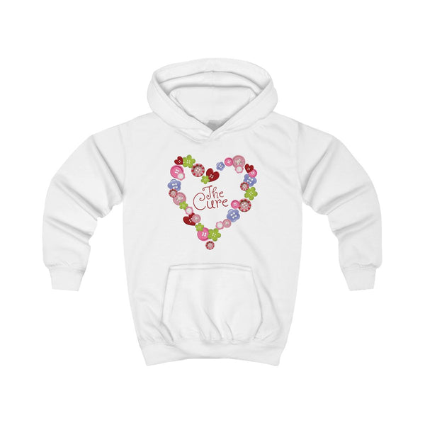 Button Heart Kids Hoodie White Front