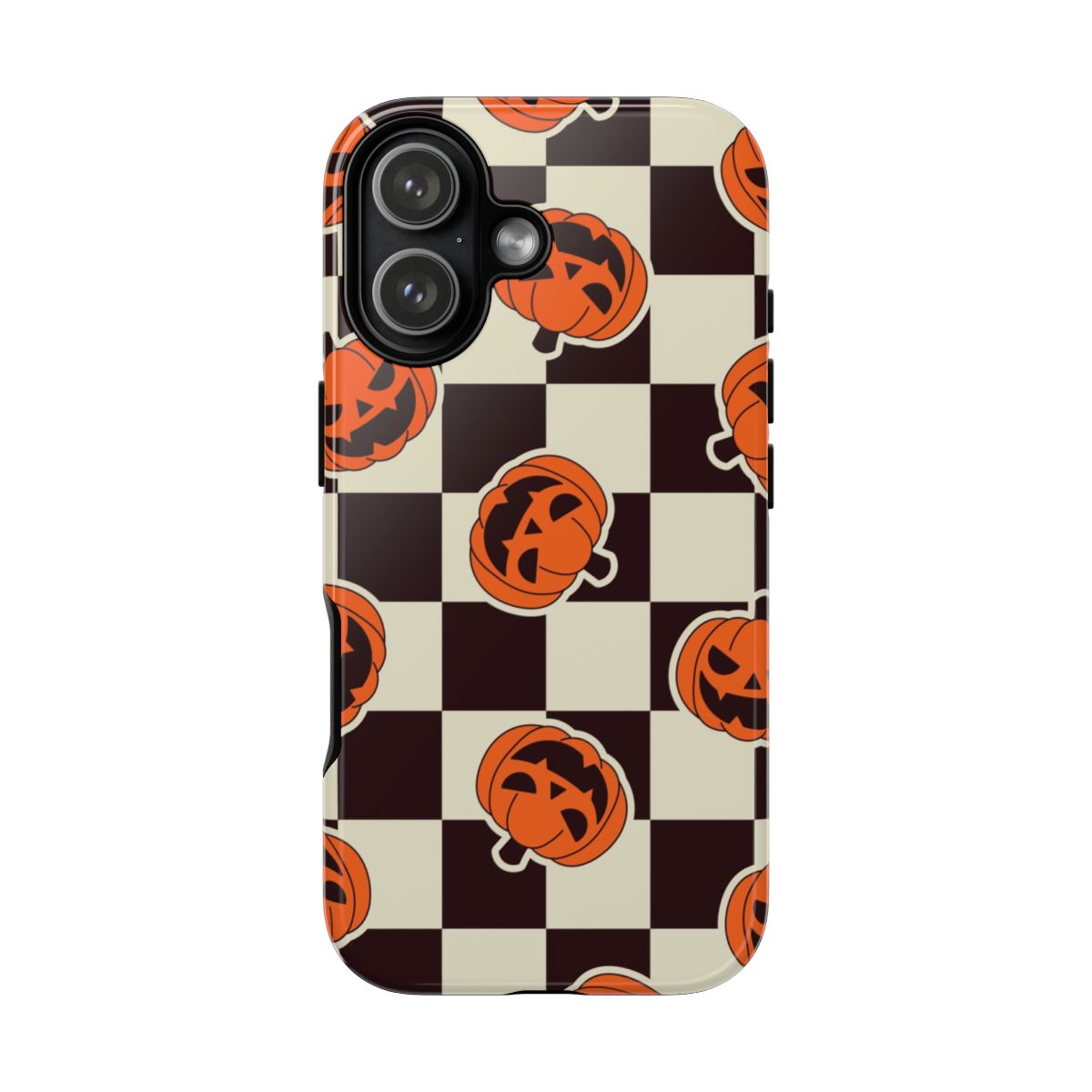 Pumpkin Stickers Checkered Pattern Phone Case