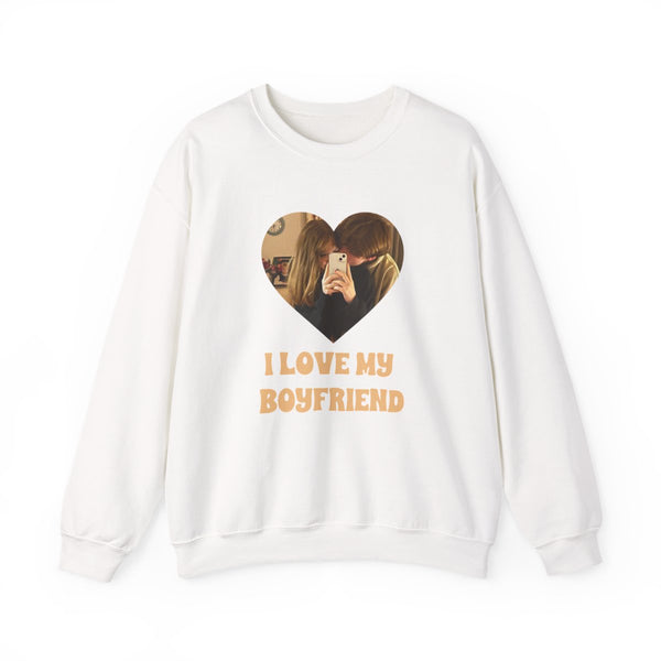 I Love My Boyfriend - Personalised Couples Sweatshirt White Front