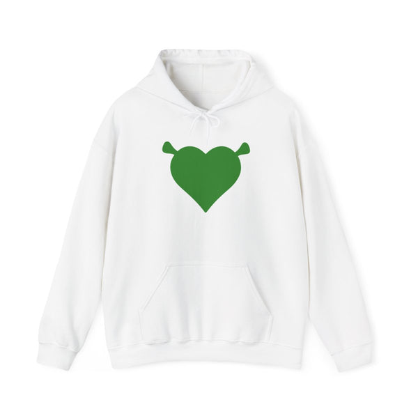 Green Ogre Heart Hoodie White Front