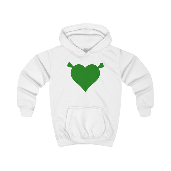 Green Ogre Heart Kids Hoodie White Front