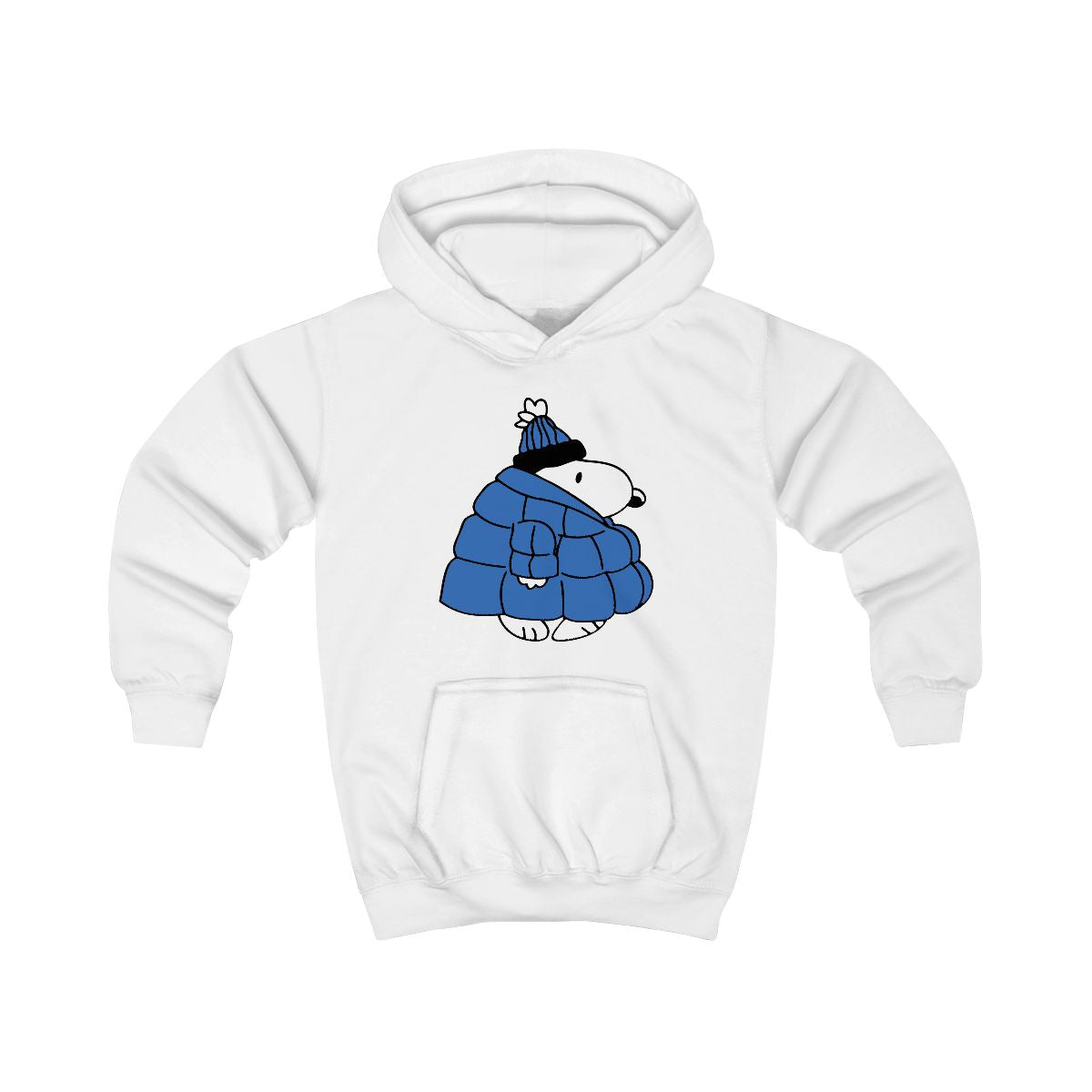 Cartoon Beagle Puffer Jacket Blue Kids Hoodie