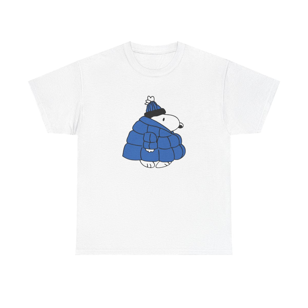 Cartoon Beagle Puffer Jacket Blue T-Shirt