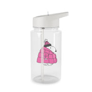Cartoon Beagle Puffer Jacket Pink Clear Water Bottle 2