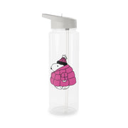 Cartoon Beagle Puffer Jacket Pink Clear Water Bottle 6