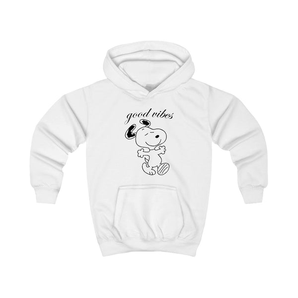 Good Vibes Cartoon Beagle Kids Hoodie White Front