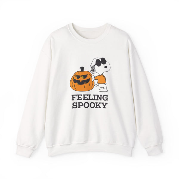 Feeling Spooky Cartoon Beagle Sweatshirt White Front