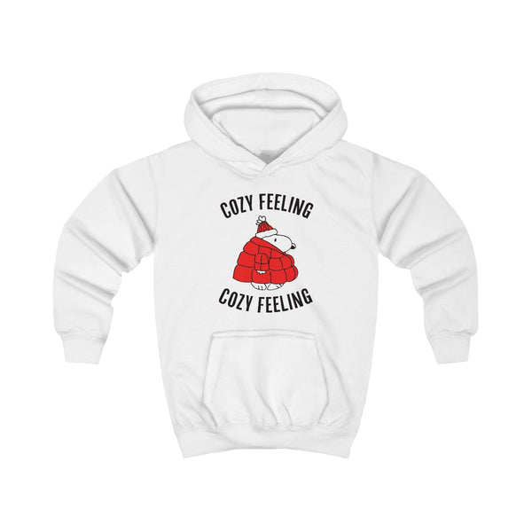 Cozy Feeling Cartoon Beagle Puffer Jacket Kids Hoodie White Front
