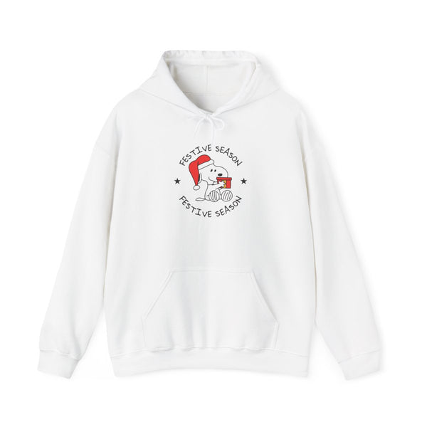 Cartoon Beagle Festive Season Hoodie White Front