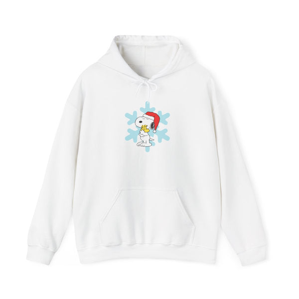 Christmas Cartoon Beagle And Bird  Hoodie White Front