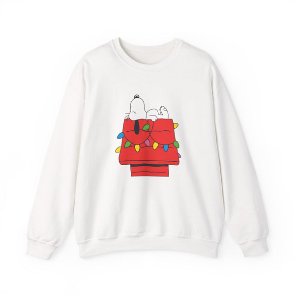 Cartoon Beagle Fairylights Sweatshirt White Front