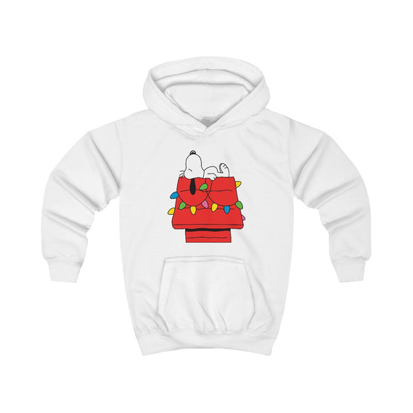 Cartoon Beagle Fairylights Kids Hoodie White Front