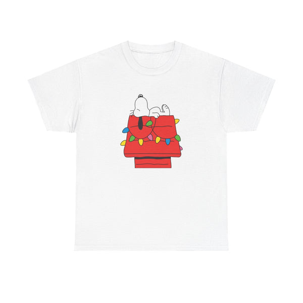 Cartoon Beagle Fairylights T-Shirt White Front