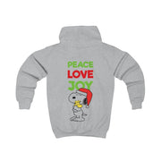 Peace, Love, Joy Christmas Cartoon Beagle Kids Hoodie 4
