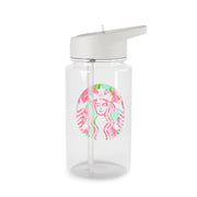 Pink Coffee Logo Clear Water Bottle 2