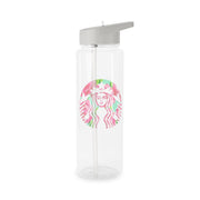 Pink Coffee Logo Clear Water Bottle 7