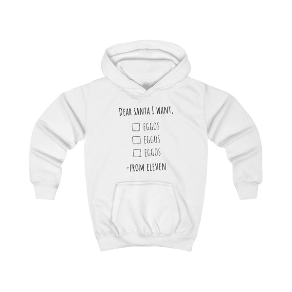 Eleven's Christmas List Kids Hoodie White Front