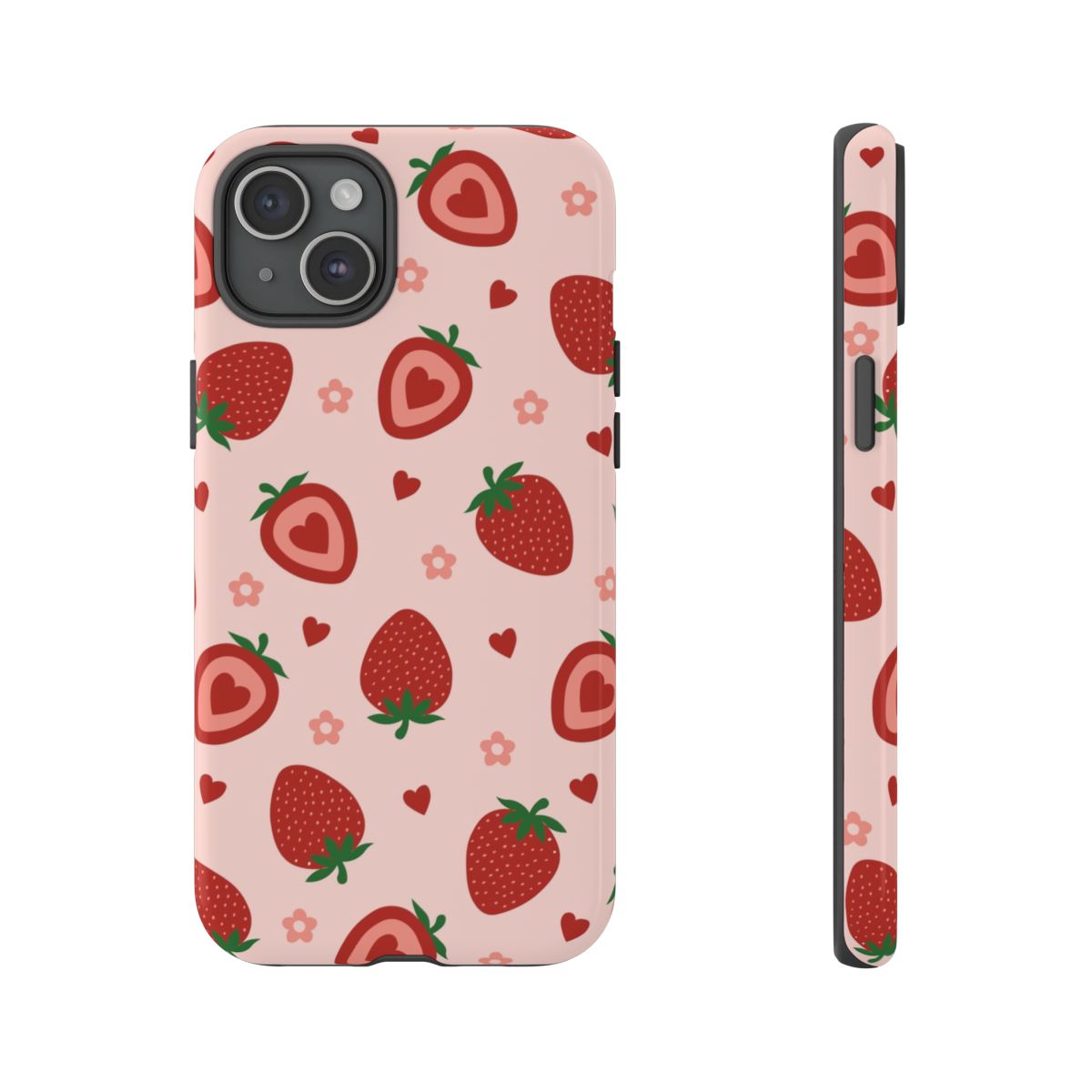Strawberries And Hearts - Fruit Patterns Phone Case