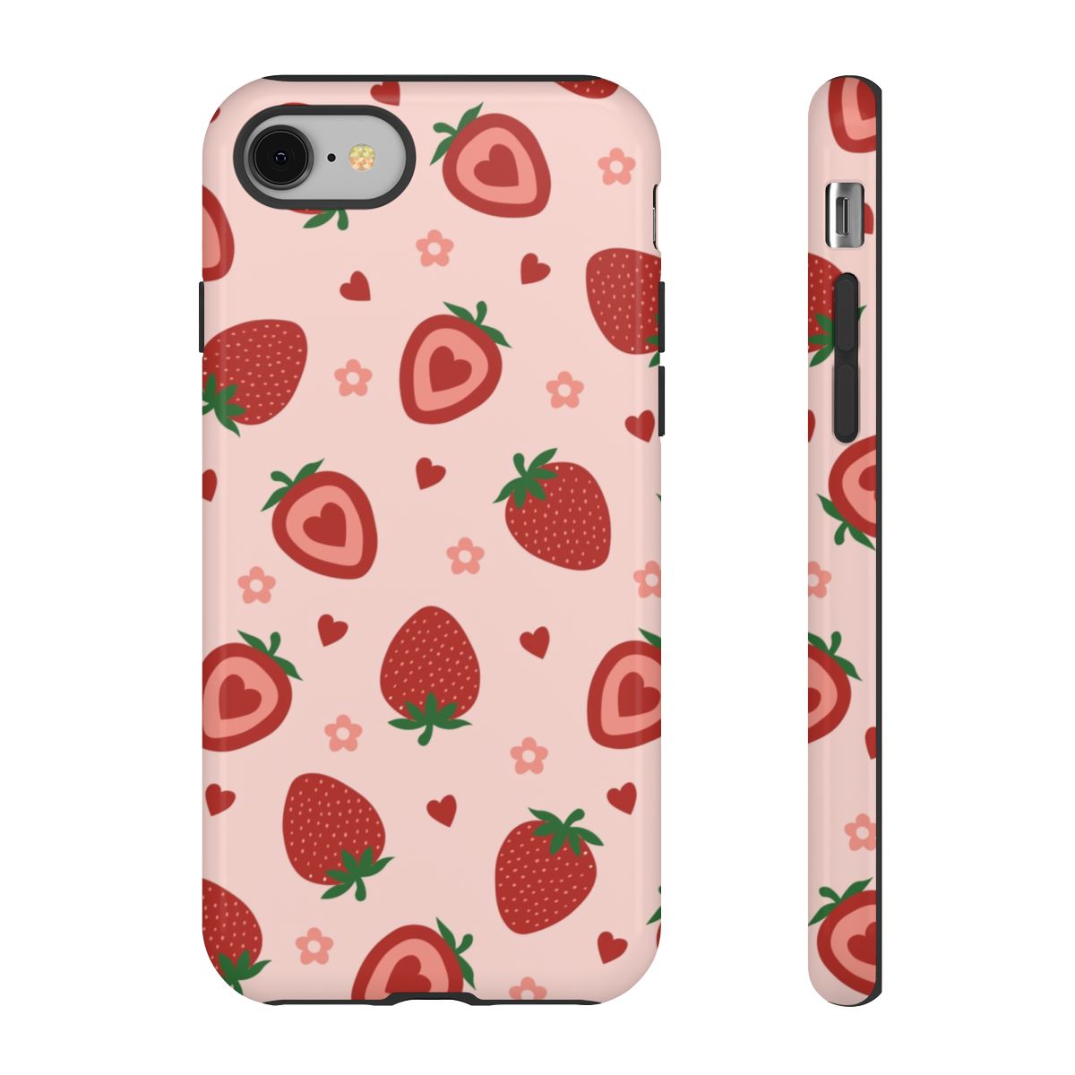 Strawberries And Hearts - Fruit Patterns Phone Case