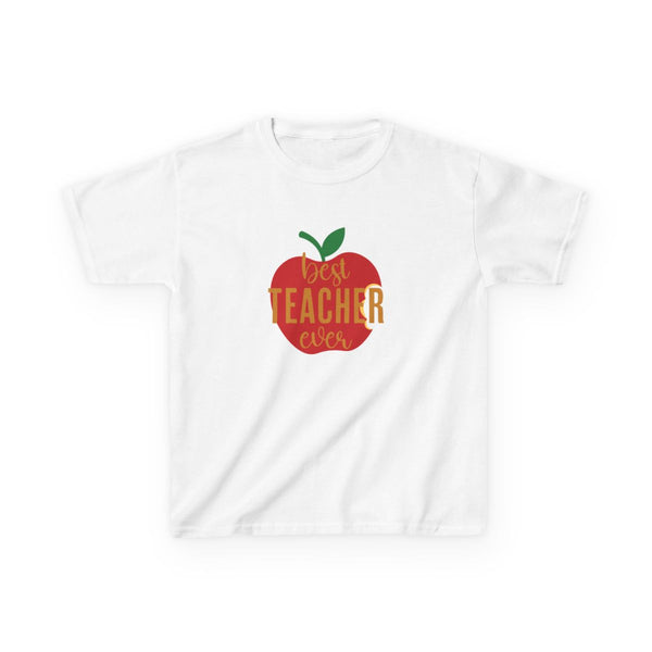 Apple Best Teacher Ever Kids T-Shirt White Front