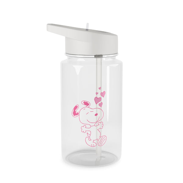 Cartoon Beagle Valentine Hearts Pattern Clear Water Bottle