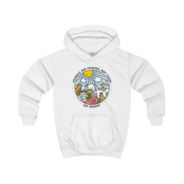Animals Are Friends, Not Food - Vegan Kids Hoodie White Front