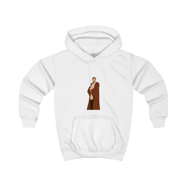 Kenobi Blue Lightsaber Kids Hoodie White Front