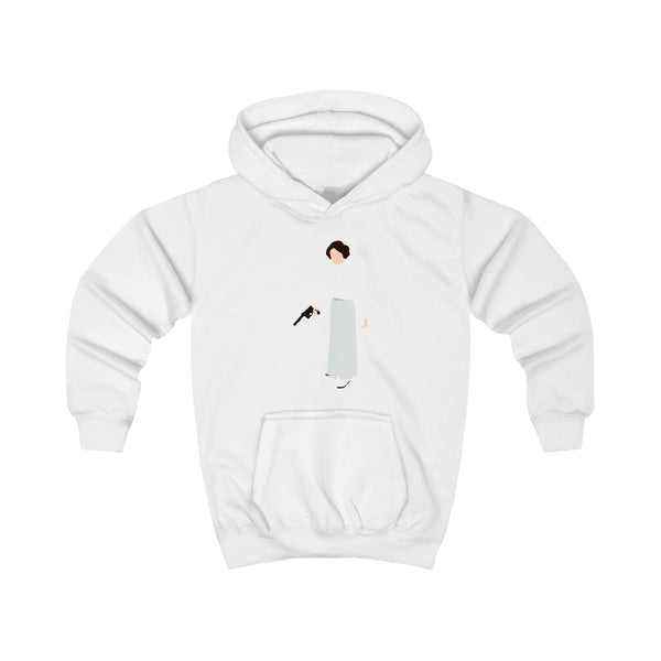 Leia Faceless With Gun Kids Hoodie White Front