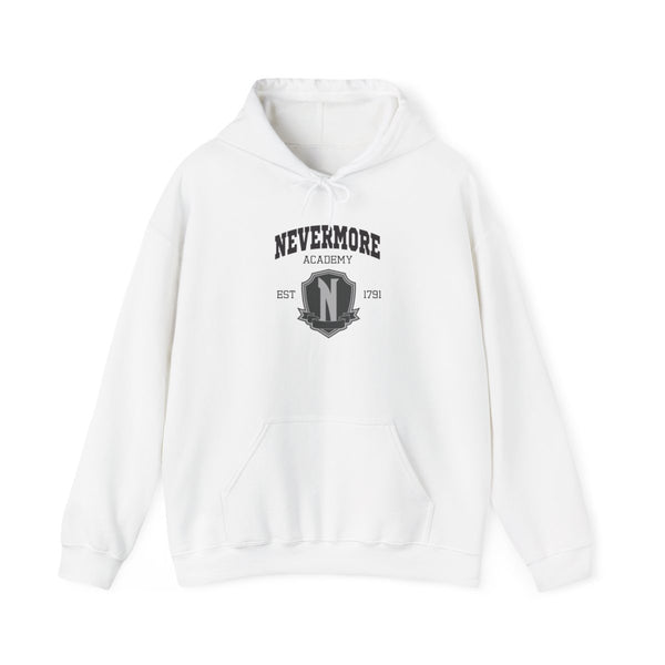 Addams Academy Gray Hoodie White Front