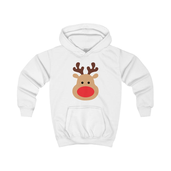 Rudolph Face - Christmas Kids Hoodie White Front