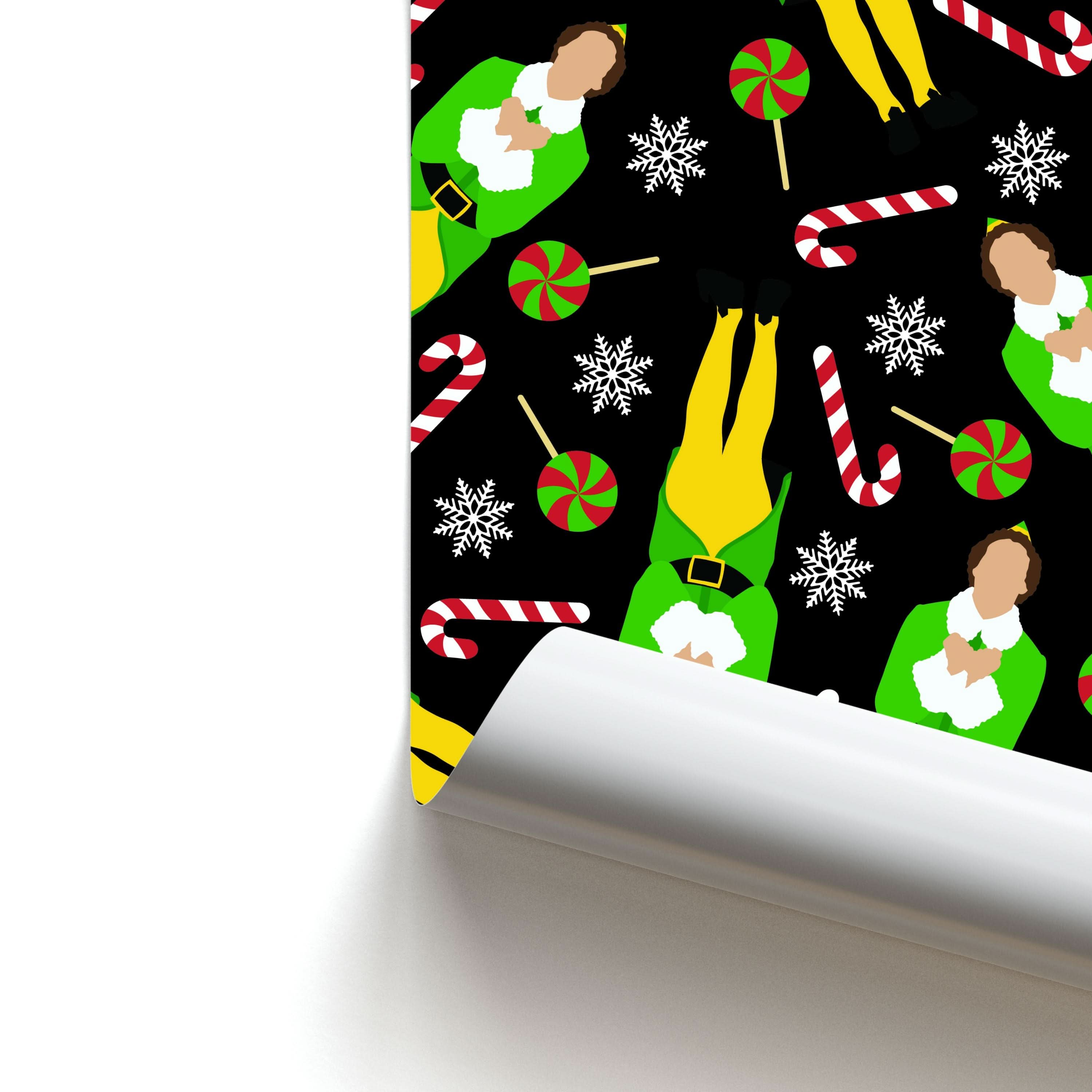 Elf Candy Cane Pattern Poster