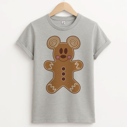 Cartoon Mouse Gingerbread Unisex Grey T-Shirt
