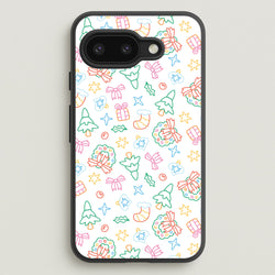 Neon Christmas Icons Pattern II Google Pixel 9a Case