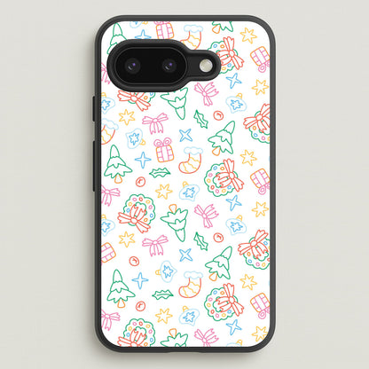 Neon Christmas Icons Pattern II Google Pixel 9a Case