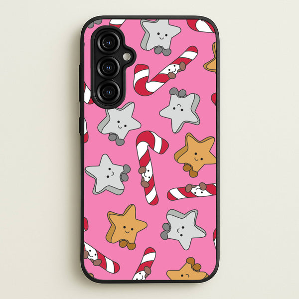 Pink Christmas Plushies Pattern Galaxy A54 Case