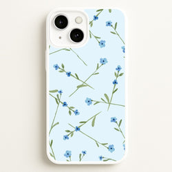 Baby Blue Floral Pattern iPhone 13 Mini Case