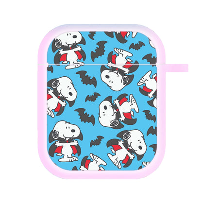 Cartoon Beagle Vampire And Bats Pattern AirPods Case