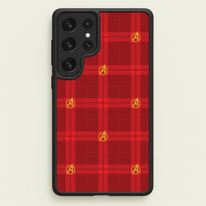 Superhero Team Red Tartan Pattern Galaxy S23 Ultra Case