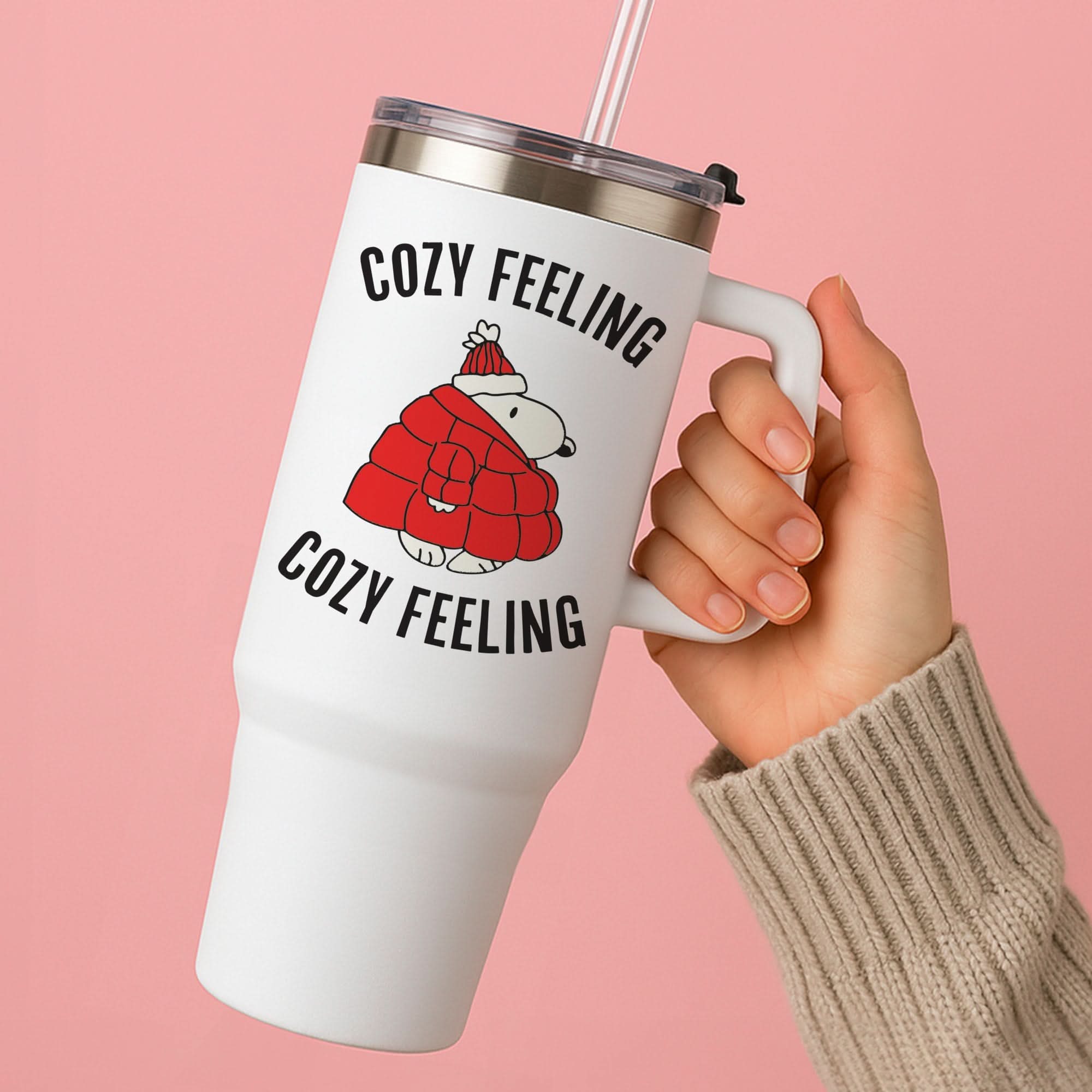 Cozy Feeling Cartoon Beagle Puffer Jacket Tumbler